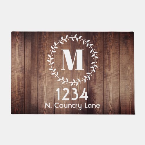 Rustic Farmhouse Wreath Barn Wood Monogram Doormat