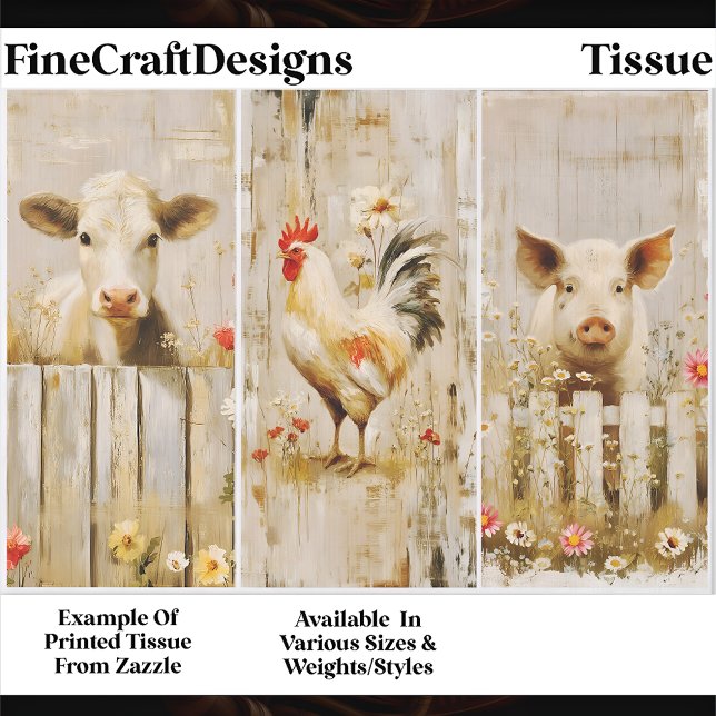 Rustic Farmyard Cow Rooster Pig FD1 Decoupage Tissue Paper (Creator Uploaded)