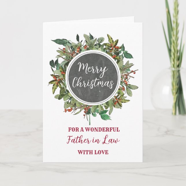 Rustic Father in Law Merry Christmas Card (Front)