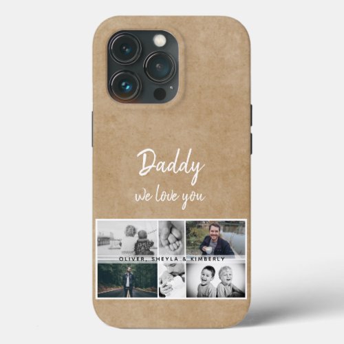 Rustic Father with Kids and Family Photo Collage iPhone 13 Pro Case