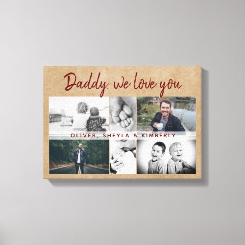 Rustic Father with Kids Family Dad Fathers Day 6  Canvas Print