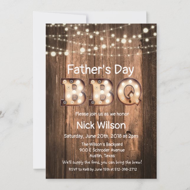 Rustic Father's Day BBQ Invitation (Front)