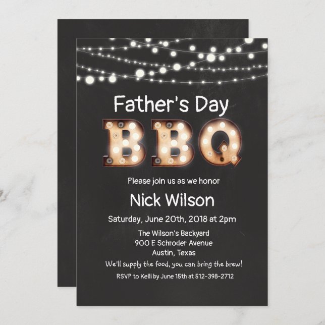 Rustic Father's Day BBQ Invitation (Front/Back)