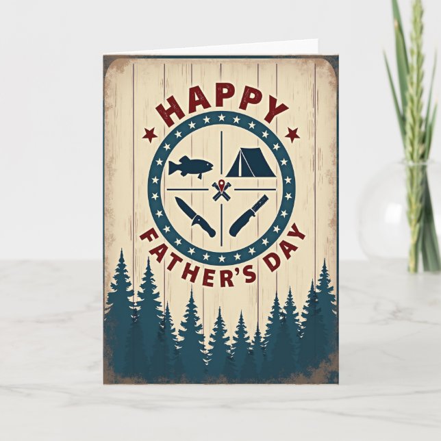 Rustic Fathers Day Emblem Card (Front)