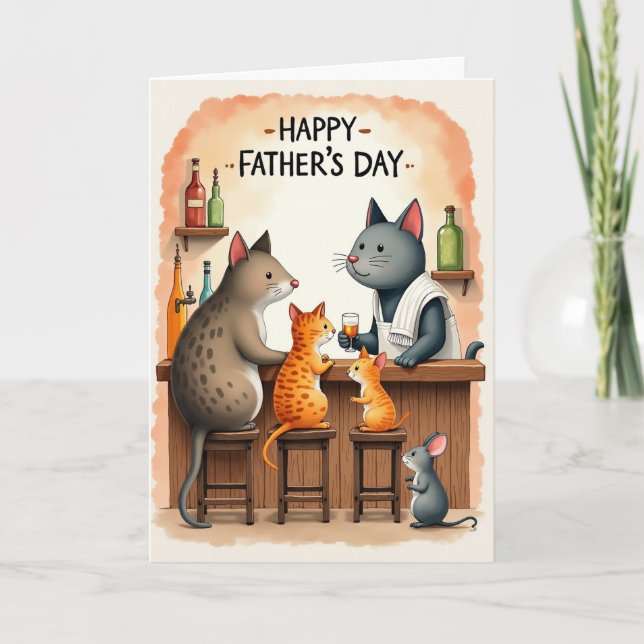 Rustic Fathers Day Felines Card (Front)