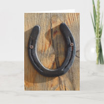 Rustic Father's Day Horseshoe Good Luck Charm Card