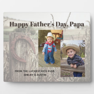 Rustic Father's Day Personalized Two Photo Plaque