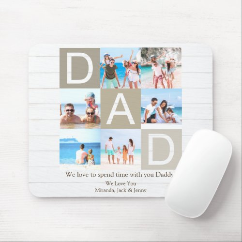 Rustic Fathers Day Photo Collage Mouse Pad