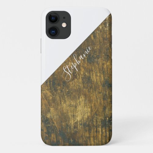 Rustic Faux Barn Wood White Paint iPhone 11 Case