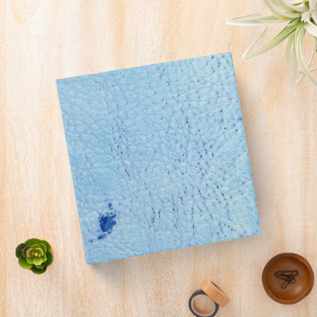 Rustic Faux Blue Leather 3 Ring Binder (In Situ)