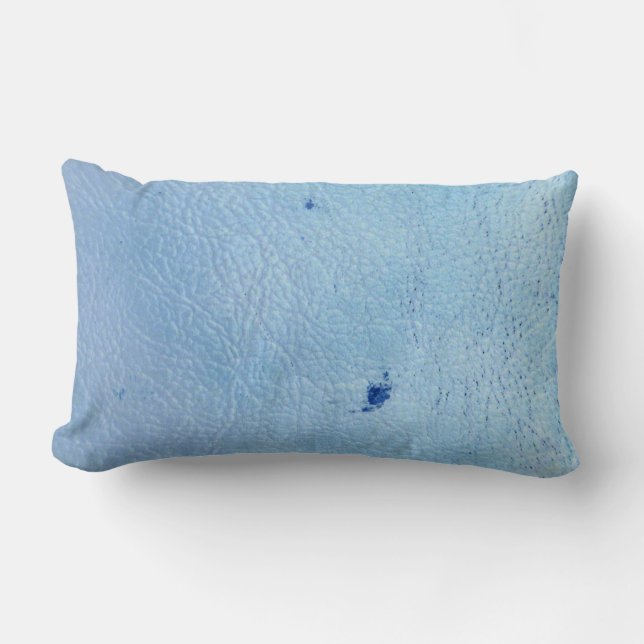 Rustic Faux Blue Leather Lumbar Pillow (Front)
