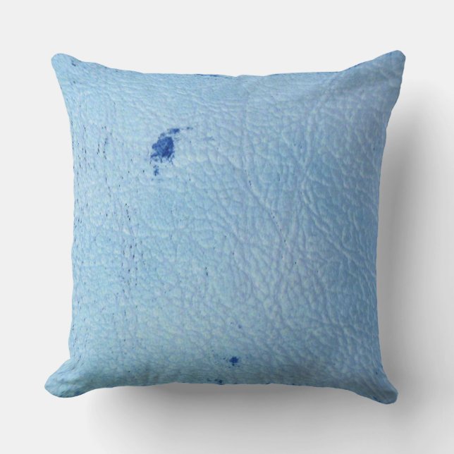 Rustic Faux Blue Leather Throw Pillow (Front)