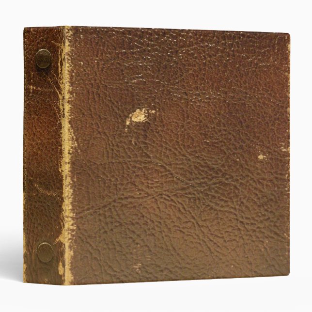 Rustic Faux Brown Leather 3 Ring Binder (Front/Spine)