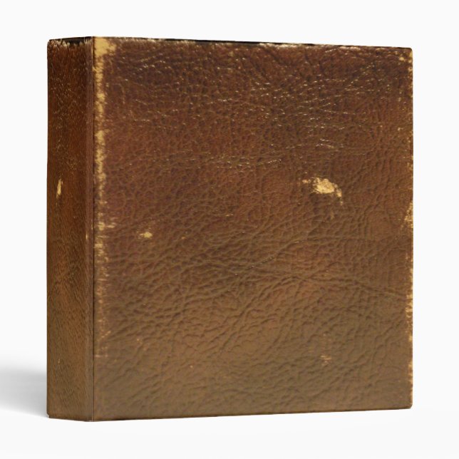 Rustic Faux Brown Leather 3 Ring Binder (Front/Spine)