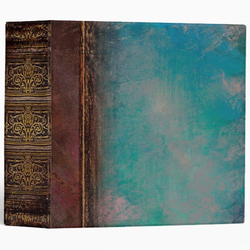 Rustic Faux Brown Leather and Turquoise 3 Ring Binder