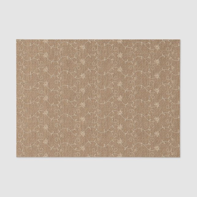 Rustic Faux Burlap Lace Christmas Xmas Tissue Paper (Front)