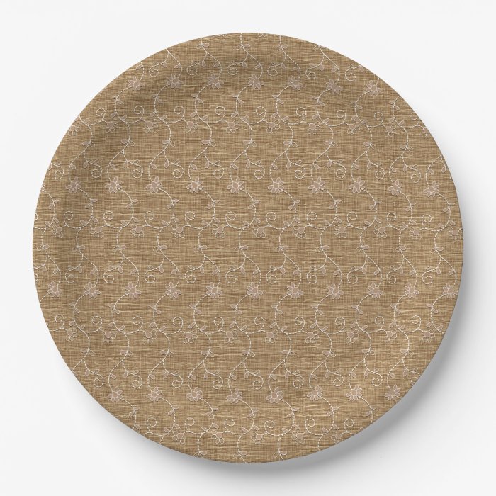 Rustic Faux Burlap Lace Wedding Bridal Shower Paper Plate Zazzle