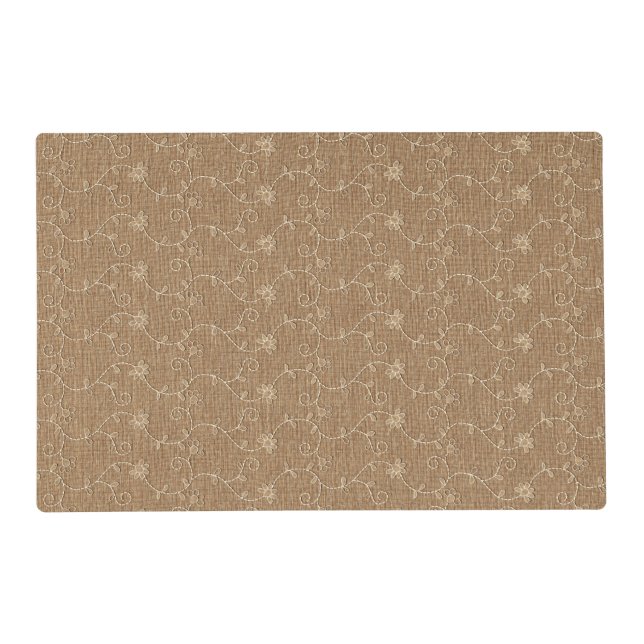 Rustic Faux Burlap Lace Wedding Bridal Shower Placemat (Front)