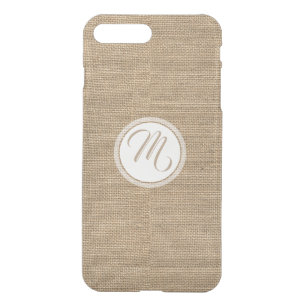 Rustic Faux Burlap Monogram iPhone Case