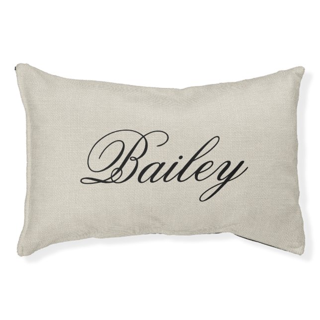 Rustic Faux Burlap Monogram Pet Bed (Front)