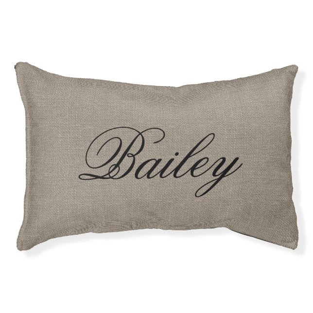 Rustic Faux Burlap Monogram Pet Bed (Front)