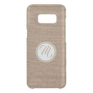Rustic Faux Burlap Monogram Samasung Case