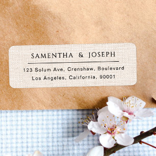 Rustic Faux Burlap Typography Return Address Label
