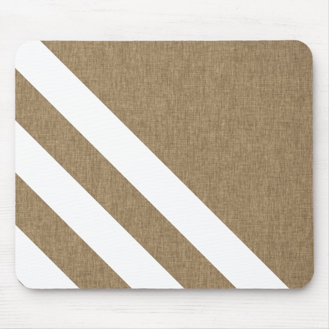 Rustic Faux Burlap White Stripes Mouse Pad (Front)