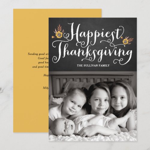 Rustic Chalkboard Happiest Thanksgiving Card