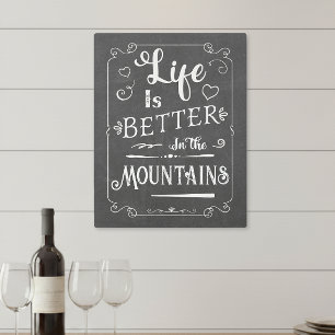 Rustic Faux Chalkboard Mountain Cabin Metal Print