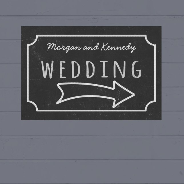 Rustic Faux Chalkboard Wedding Direction Poster (If your wedding is pointing to the right, this is the poster just for you. Add your names!)