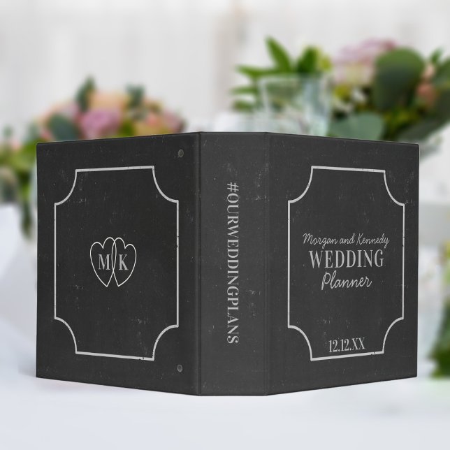 Rustic Faux Chalkboard Wedding Planner Binder (Place all your wedding plans in this faux chalkboard Wedding Planner binder. Just add your names)