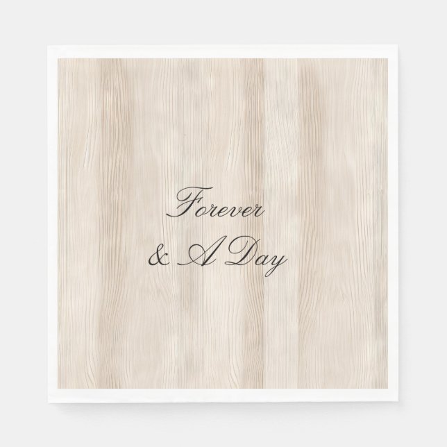 Rustic Faux Cream White Wood Wedding Napkins (Front)