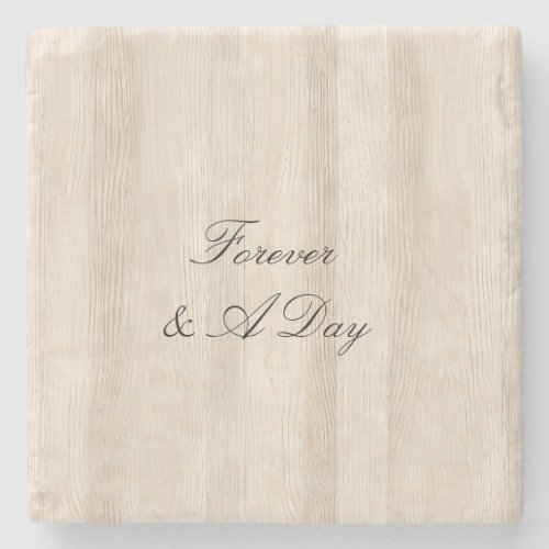 Rustic Faux Cream White Wood Wedding Stone Coaster