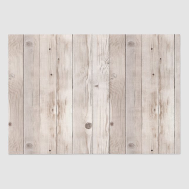 Rustic Faux Cream White Wood Wedding Tissue Paper (Front)