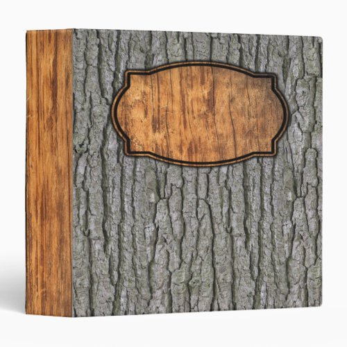 Rustic Faux Dry Wood Grain Tree Bark 3 Ring Binder