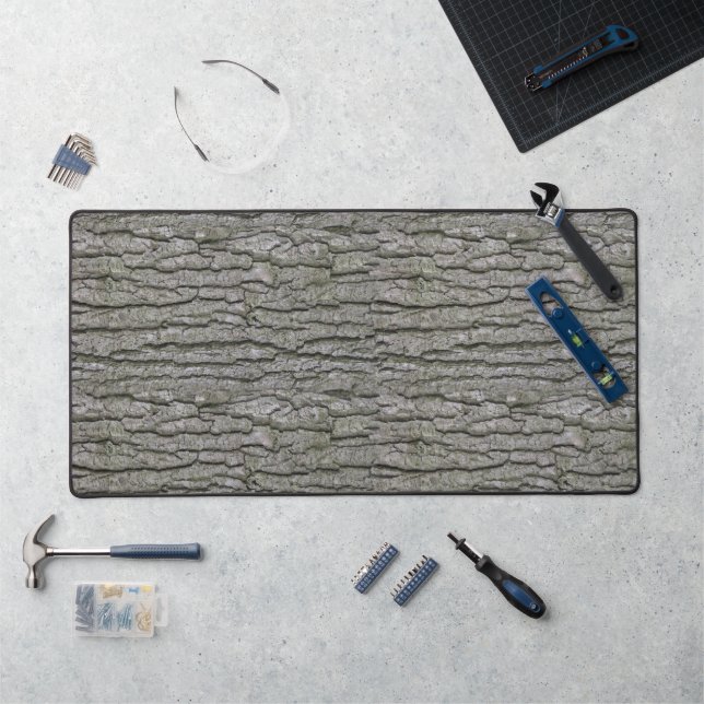 Rustic Faux Dry Wood Grain Tree Bark Desk Mat (Workstation)