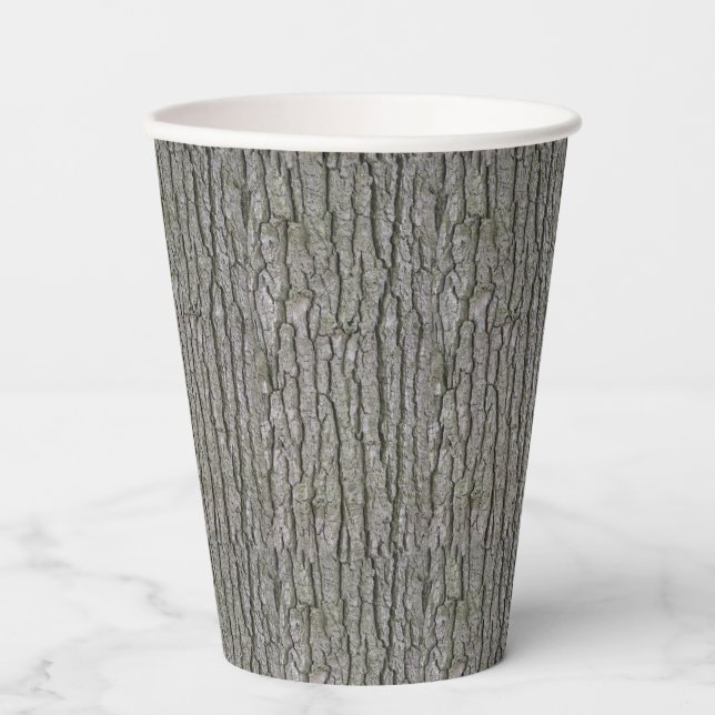 Rustic Faux Dry Wood Grain Tree Bark Paper Cups (Front)