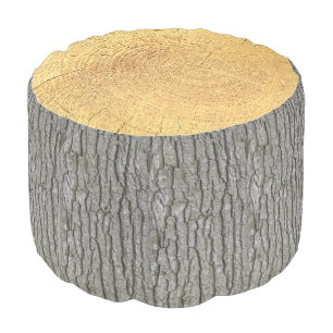 Rustic Faux Dry Wood Grain Tree Bark Pouf