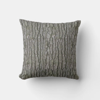Rustic Faux Dry Wood Grain Tree Bark Throw Pillow