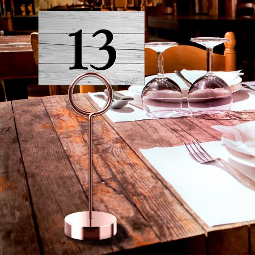 Rustic Faux Engraved White Wood Restaurant Table Number