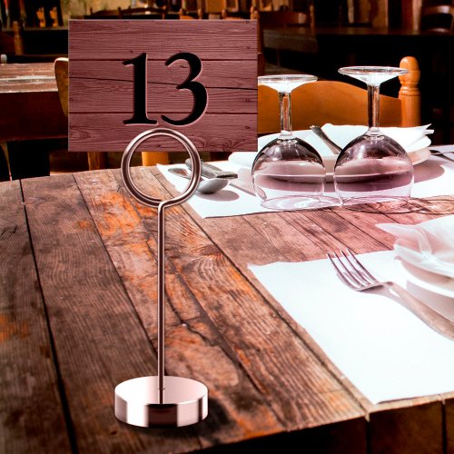 Rustic Faux Engraved Wood Cafe Table Number