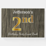 [ Thumbnail: Rustic, Faux Gold 2nd Birthday Party + Custom Name Guest Book ]