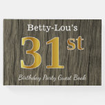 [ Thumbnail: Rustic, Faux Gold 31st Birthday Party; Custom Name Guest Book ]