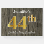[ Thumbnail: Rustic, Faux Gold 44th Birthday Party; Custom Name Guest Book ]