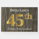 [ Thumbnail: Rustic, Faux Gold 45th Birthday Party; Custom Name Guest Book ]