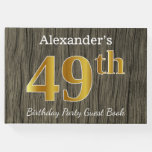 [ Thumbnail: Rustic, Faux Gold 49th Birthday Party; Custom Name Guest Book ]