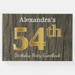 [ Thumbnail: Rustic, Faux Gold 54th Birthday Party; Custom Name Guest Book ]