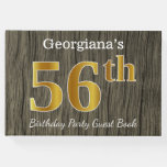 [ Thumbnail: Rustic, Faux Gold 56th Birthday Party; Custom Name Guest Book ]
