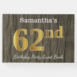 [ Thumbnail: Rustic, Faux Gold 62nd Birthday Party; Custom Name Guest Book ]